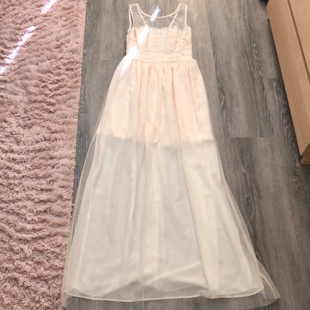 Lace Embellished Cream Dress